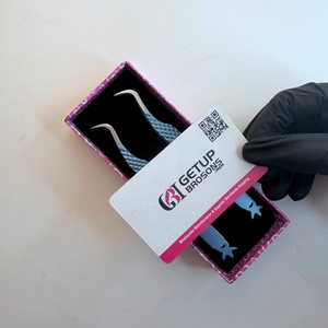 ใหม่แหนบต่อขนตาสีฟ้าปลายเงินเคลือบสีฟ้าปลายตัดดาวไฟเบอร์กันแม่เหล็ก - Product Image 4