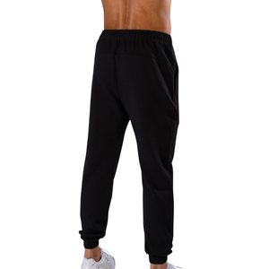 Pantalon de jogging fuselé noir pour homme en mélange de coton double tricot, avec poches zippées, pour le sport, approvisionnement en gros OEM - Product Image 3