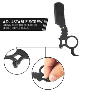 Vente en gros nouveau meilleur rasoir de barbier professionnel rasoir à bord droit pour hommes rasoir de barbier à anneau unique compatible - Product Image 2