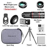 Kit de Lentes Ojo de Pez 38X para Teléfono, Telescopio, Cámara de Transmisión en Vivo 9K, Compatible con iPhone, Lámpara Portátil, Anillo de Luz para Selfies, Flash LED de Estudio