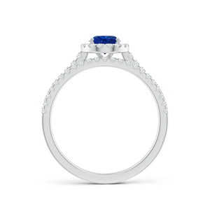 Anillo de Compromiso y Boda de Oro Sólido de 14K con Zafiro Azul Clásico y Diamantes, Joyería Fina Hecha a Mano y Personalizada - Product Image 2