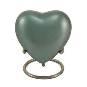 Urna Funeraria Blue Ocean Heart para Cenizas Humanas, Pequeña Urna Moderna para Cenizas con Soporte y Bolsa de Terciopelo Gratis - Product Image 5