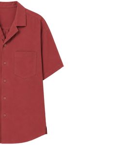 Camisa de hombre con cuello cubano color ladrillo, informal, de media manga, estilo oversize, para verano, streetwear, moda playera, con botones. - Product Image 3