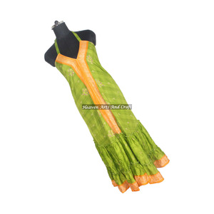 Nuevo Vestido de Seda Sari para Mujer, Compra en Línea Directamente del Fabricante, Vestido de Noche Elegante sin Mangas para Damas - Product Image 5