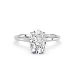 Bague de fiançailles et de mariage solitaire Zota Jewel, diamant de laboratoire certifié IGI, taille ovale centrale, or blanc massif, luxe - Product Image 1