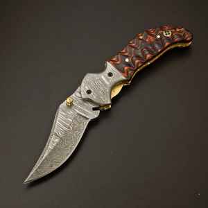 Cuchillo Plegable de Acero de Damasco para Camping, Precio Económico, Venta al por Mayor, Madera OEM, Product Palace LLC - Product Image 4