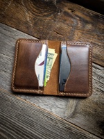 Dompet Kulit Tipis Pria Minimalis Full Grain Vintage Tempat Kartu Kredit Saku Depan Berkualitas Tinggi Warna Polos Custom