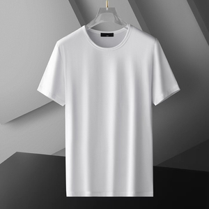 Prix d'usine, logo personnalisé, impression numérique, t-shirt d'été uni à col rond et manches courtes, 100% coton, soie glacée, 340g, EMIKO - Product Image 4