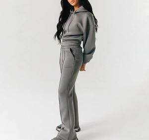 Conjunto Deportivo de Pantalones Acampanados para Mujer, Diseño Personalizado Vintage de Invierno, 100% Algodón, Ropa de Mujer de Primera Calidad, Conjuntos Femeninos - Product Image 2