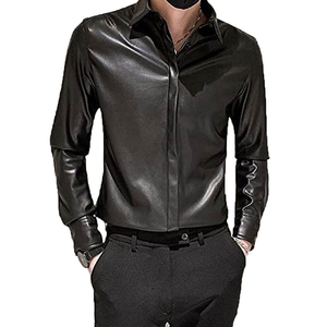 Chemise en cuir pour homme, douce, de haute qualité, à manches longues, chemise en cuir pour homme, chemise en cuir légère de créateur pour homme - Product Image 5
