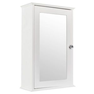 Specchio da Bagno Bianco a Porta Singola con Mensola, Montaggio a Parete, Elegante Specchio per Bagno - Product Image 6
