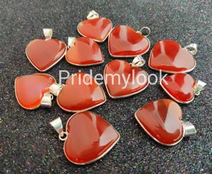 Colgante de Cornalina en Forma de Corazón con Engaste de Plata 925, Joyería Romántica, Amuleto, Regalo para Accesorio de Moda Unisex - Product Image 3