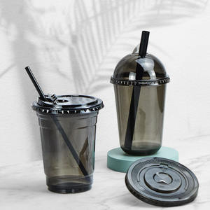 Gobelet à café glacé jetable en plastique transparent <span class=keywords><strong>noir</strong></span> PET de 12 oz, 16 oz, 22 oz avec couvercles, imprimé avec un logo personnalisé - Product Image 4