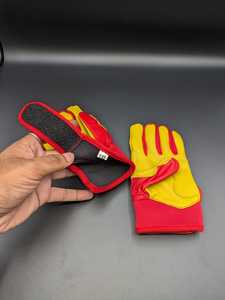 Red Leather Batting <b>Gloves</b> Y-S Ambidextrous Hook And Loop Closure Training Unisex Youth - Product Image 6