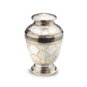 Brass Cremation Urn Golden and White Funeral Memorial <b>Ashes</b> Urn <b>for</b> Burial Services Adult Human <b>Ashes</b> <b>Casket</b> Metal Urns - Product Image 4