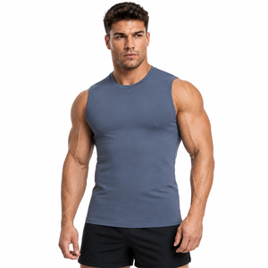 Camiseta Deportiva de Compresión sin Mangas para Hombre, Personalizada, para Gimnasio, Entrenamiento, Capa Base Deportiva, Marca Privada OEM - Product Image 4