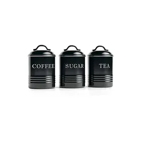 Vintage metal kitchen canister jar with secure lid for farmhouse pantry organization and rustic countertop storage - Product Image 1