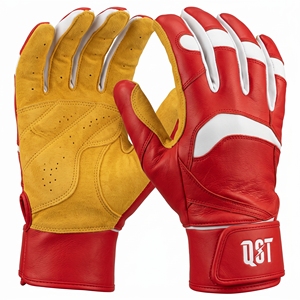 Baseball Softball Batting Gloves Leather Palm Breathable Back Adjustable Wrist Ambidextrous <b>Hook</b> Loop Closure Custom Logo Gloves - Product Image 1