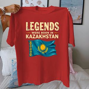 LEGENDS WERE BORN in KAZAKHSTAN เสื้อยืดผู้หญิงผ้าฝ้าย 100% พิมพ์ลายลำลอง ทรงสวมใส่สบาย - Product Image 4