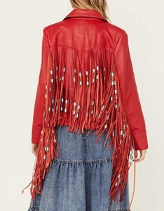Veste en cuir rouge vintage pour femmes, style cowgirl western - Product Image 2