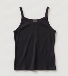 Camiseta sin mangas negra de punto para mujer, cuello redondo, color sólido, estilo minimalista, longitud regular, ropa informal - Product Image 1