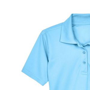 Polo pour femme bleu ciel avec broderie, manches courtes, col, mélange de coton, décontracté, golf, affaires, mode, vêtements - Product Image 4