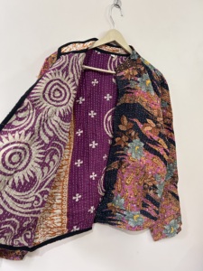 Chaqueta Bordada Kantha Vintage Hecha a Mano de Algodón para Mujer, Chaqueta Reversible - Product Image 5