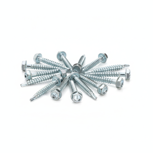 Vis autoperceuse/autotaraudeuse à tête hexagonale, entraînement hexagonal externe, en acier au carbone, galvanisée au zinc, filetage grossier en pouces, classe 4.8 - Product Image 1