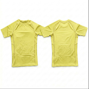 Camiseta Deportiva de Compresión para Mujer, Manga Corta, Amarilla, Protección Solar UPF, para Fitness y Running - Product Image 3