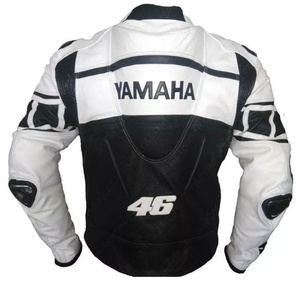 Chaqueta de Motociclismo Unisex Ramaha de Cuero Vacuno Genuino Estampado, Chaqueta de Carreras con Protección Impermeable Nivel 2 CE y Soporte para la Espalda - Product Image 2