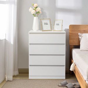 FCH Simple White Wood 4 Drawer Dresser - Product Image 1