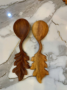 Vietnam Traditional Scoop Leaf Wooden Spoon Solid Wood Material for Spice Coffee Tea Scoop Kitchen <b>Table</b> Serving - Product Image 3