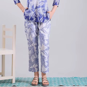 Nice 100% Polyester Casual Style Summer <b>Lace</b> Breathable Eco-Friendly Floral Pattern Woven Washable Short Sleeve <b>Elastic</b> Waist - Product Image 1