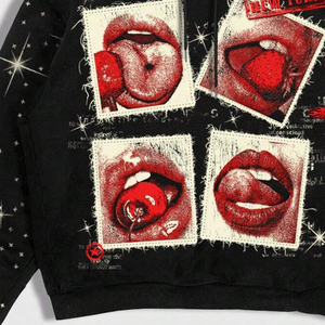 Sweat à capuche graphique Y2K personnalisé, patchwork de strass, streetwear oversize, pull en molleton de coton unisexe, haute qualité, été, personnalisé - Product Image 4