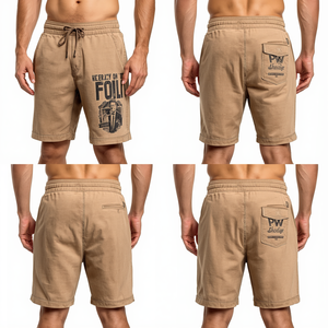 Shorts en molleton délavé à l'acide, best-seller, avec imprimé rétro pour homme, vêtements décontractés - Product Image 2