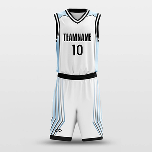 Custom Sublimated Basketball Uniforms White V-Neck Sleeveless Quick Dry Breathable Eco-Friendly Polyester Team <b>Name</b> Unisex Adult - Product Image 2