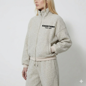 Wholesale Premium Cotton Fleece Casual Zipper Ladies Tracksuit <b>Set</b> Custom Streetwear Women's Sweatpants and Hoodie <b>Set</b> - Product Image 3