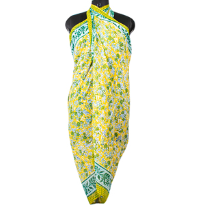 Wholesale Hand Block Printed Cotton Long Scarf Eco-Friendly Organic Mulmul <b>Sarong</b> Natural Dye Paisley Floral Unisex Summer Scarf - Product Image 1