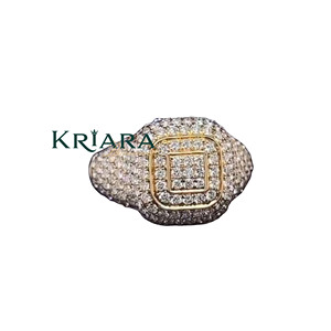 Bague de cocktail pour homme en argent 925 plaqué or avec moissanite, taille brillant rond, sertissage pavé, design géométrique, bague de mariage de luxe - Product Image 5