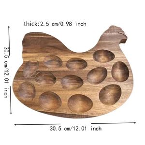 Wooden <b>Egg</b> Holder Tray Hen Shaped <b>Egg</b> Storage Organizer Handcrafted Wood <b>Egg</b> Rack with 12 Individual <b>Egg</b> Cups Serving Tray - Product Image 2
