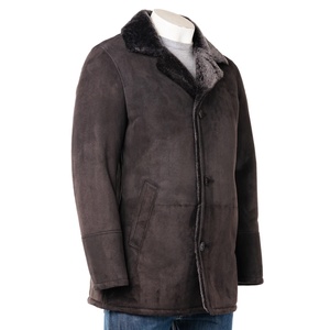 High Quality Genuine <b>Sheepskin</b> Long Leather <b>Jacket</b> for Men with Stand Collar Real Fox Fur Cuffs Winter <b>Jackets</b> For Men - Product Image 5