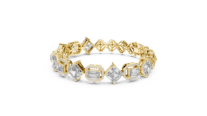 Bracelet tennis en or avec diamants, chaîne à maillons géométriques alternés, bijou pour mariage, fête ou cadeau - Product Image 3