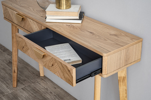 Mesa de Estudio Moderna Minimalista de Madera Maciza con 2 Cajones con Tiradores Dorados para Pasillo, Sala de Estar y Dormitorio - Product Image 6