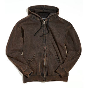 High Quality No <b>String</b> Breathable Stone Acid Washed Hoodies Men Full Zip Us Boxy Designer Men Acid Wash Hoodies Sustainable - Product Image 1