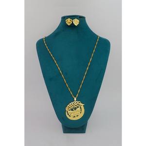 Pendant Gold Plated Brass Alloy Designer With Earring Chain Pendant <b>Set</b> Trendy Traditional Export Designer Jewelry Pendants - Product Image 5