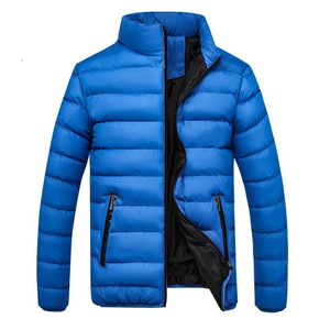 Chaqueta Acolchada Negra para Hombre, Cuello Alto, Cierre de Cremallera, Cortavientos, Abrigo Casual de Invierno, Corte Regular, Color Sólido, Relleno de Poliéster - Product Image 6