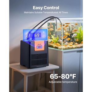 Quiet 52-Gallon <b>Aquarium</b> <b>Chiller</b> 1/10 HP Water Cooler for Hydroponics Fast Cooling Fish Tank Axolotl Coral Reef Refrigeration - Product Image 2