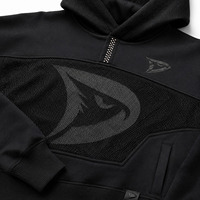 Sweatshirt Fleece Hitam Berkerudung Pria Dainese dengan Panel Jala Cetak Logo, Ukuran Oversize, Pakaian Kasual Musim Dingin, Tahan Air, Ramah Lingkungan