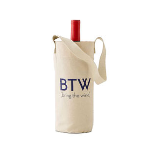 Canvas Wine Bottle Tote Bag 2 Bottle Capacity Cotton Shopping <b>Handbag</b> with Custom Print for Travel Gift Packaging - Product Image 3
