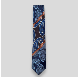 Benon <b>Brown</b> & Blue Paisley Silk <b>Tie</b> | Luxury Designer Necktie for Men | Formal Business Wedding Party Fashion Neckwear Accessory - Product Image 1